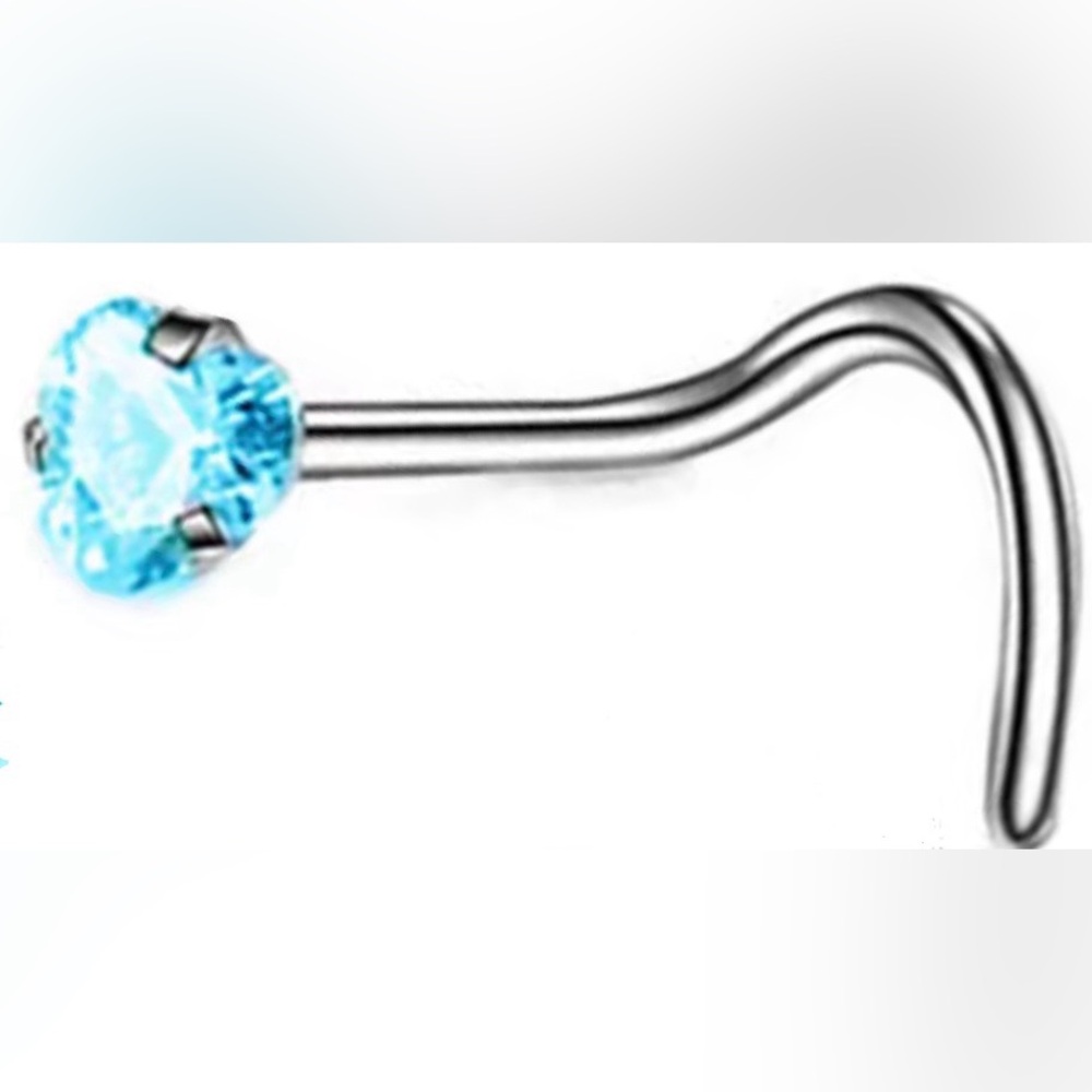 Turquoise Blue Heart Shaped Gem Nose Stud